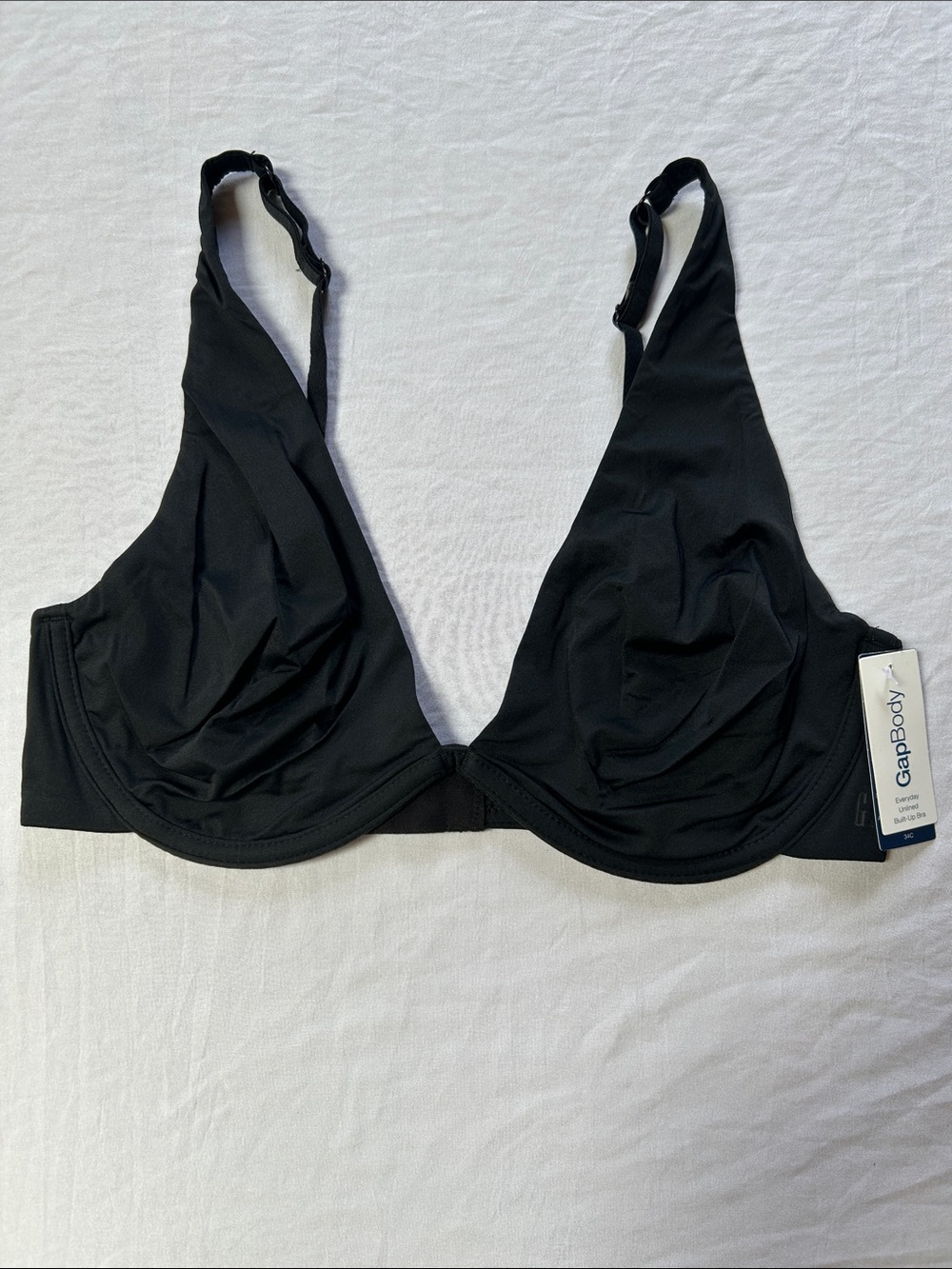 GapBody Everyday Unlined Built Up Bra 34C Black Soft Breathable Fabric